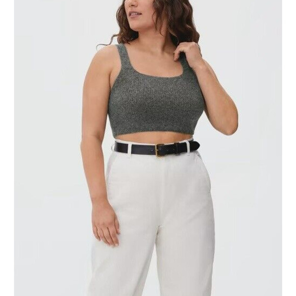 New Everlane Dark Gray Yak Wool Blend The Cozy Stretch Knit Crop Tank Top Small - Picture 1 of 7